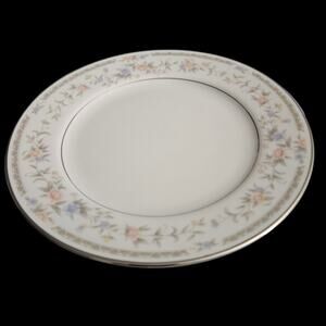 Vintage Laura 6262 Japan Bread Plates Set of 2 Floral Silver Trim 6.5”